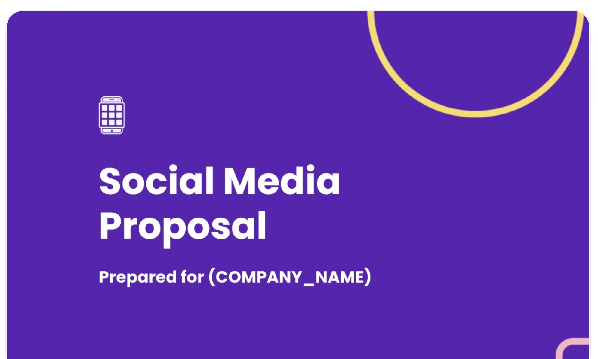 Social media proposal template