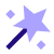 Purple magic wand with a star and sparkles.