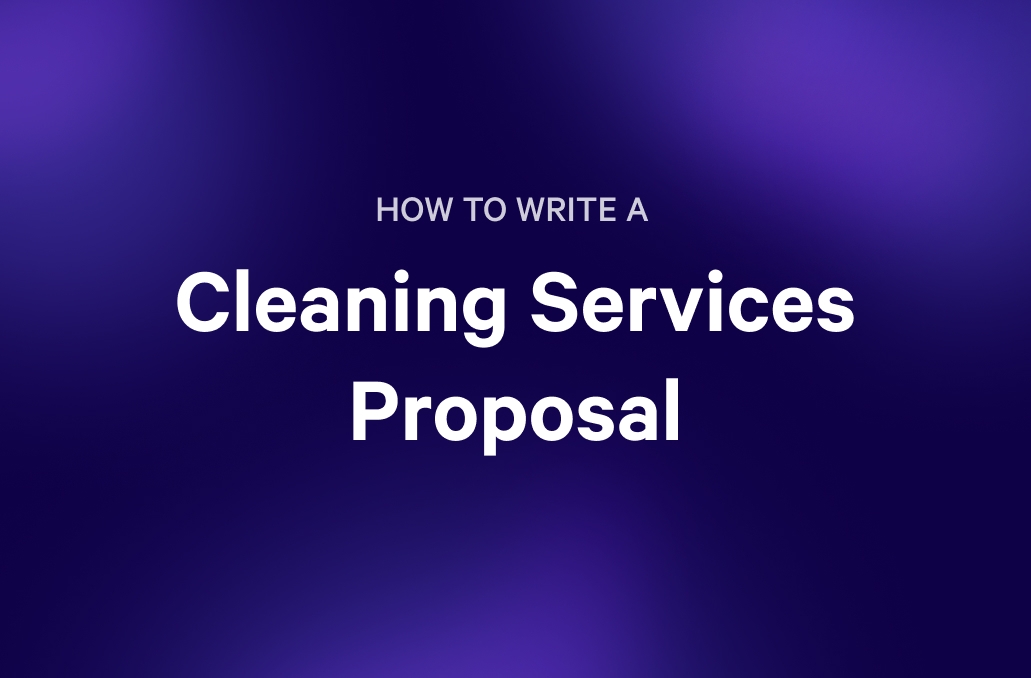 how to write a cleaning services proposal on a purple background