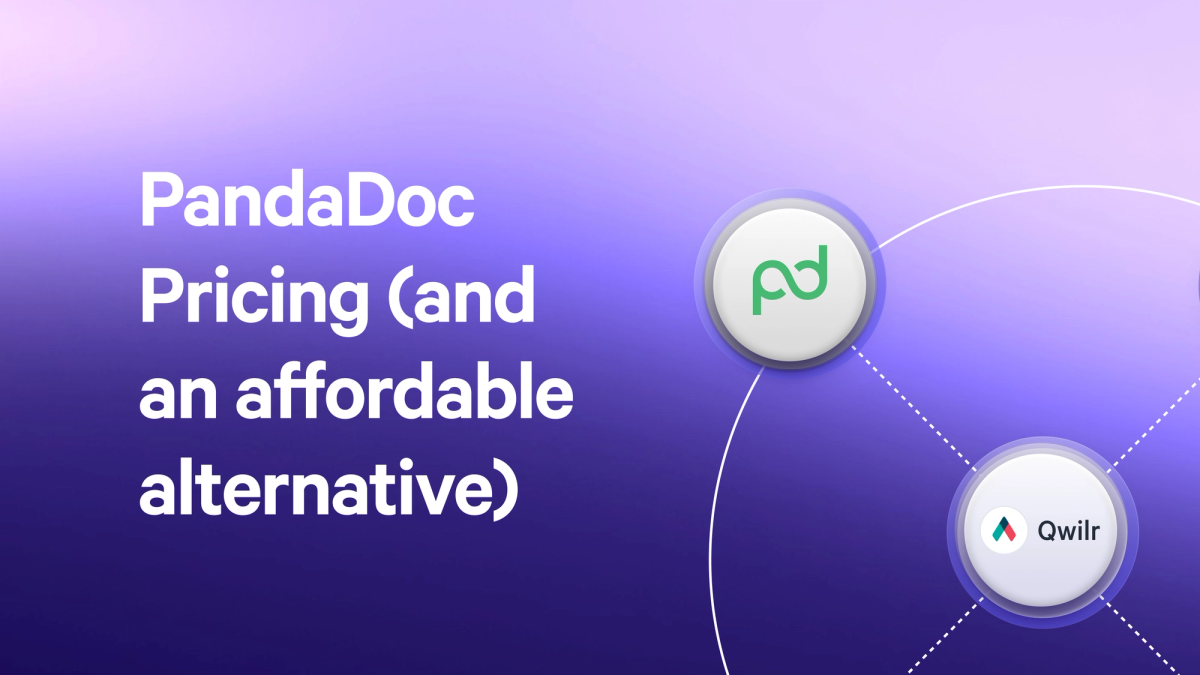 a purple background with the words pandadoc pricing and an affordable alternative