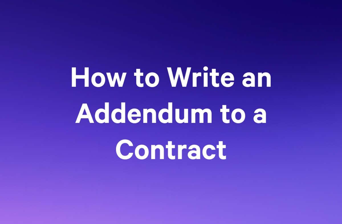 a purple background with the words `` how to write an addendum to a contract '' written on it .