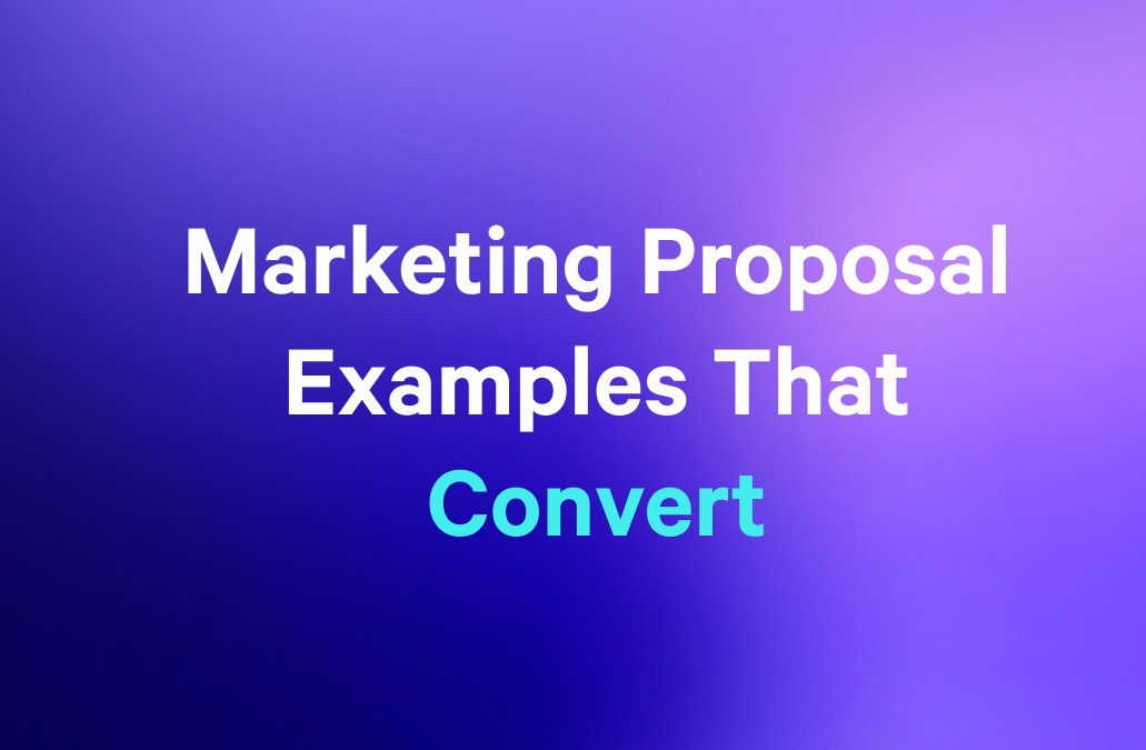 a purple background with the words `` marketing proposal examples that convert '' written on it .