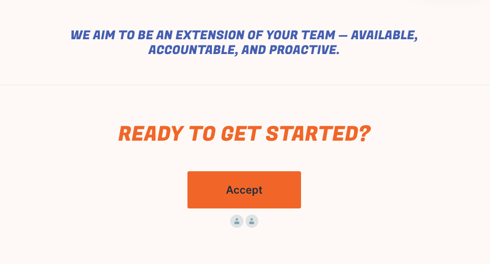 an orange button that says accept on it