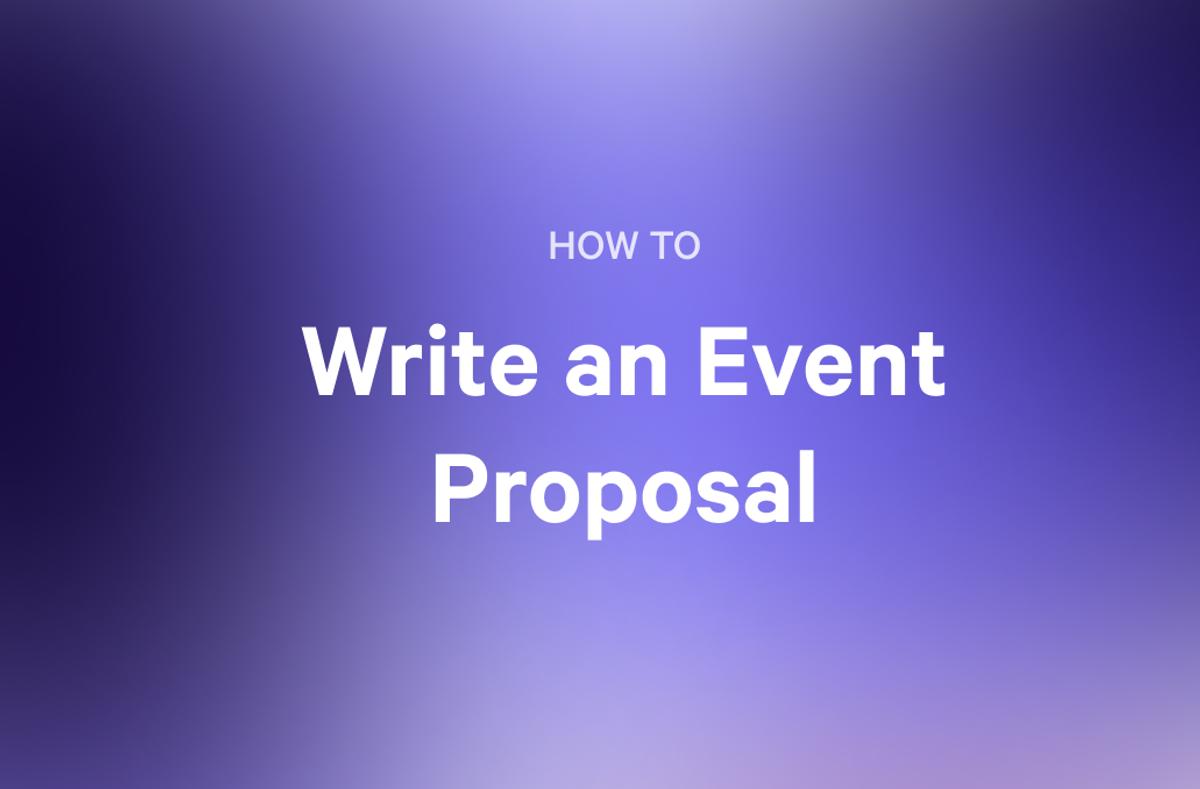 how to write an event proposal on a purple background