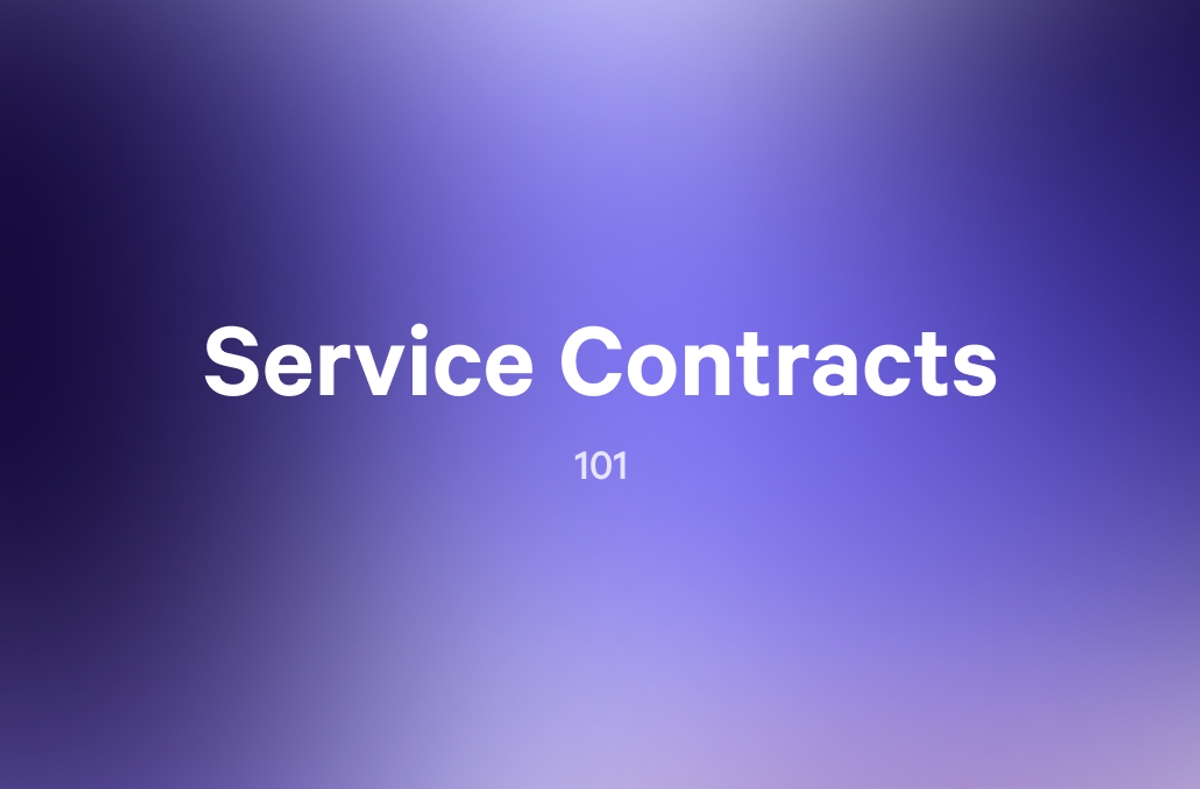 the word service contracts is on a purple background .