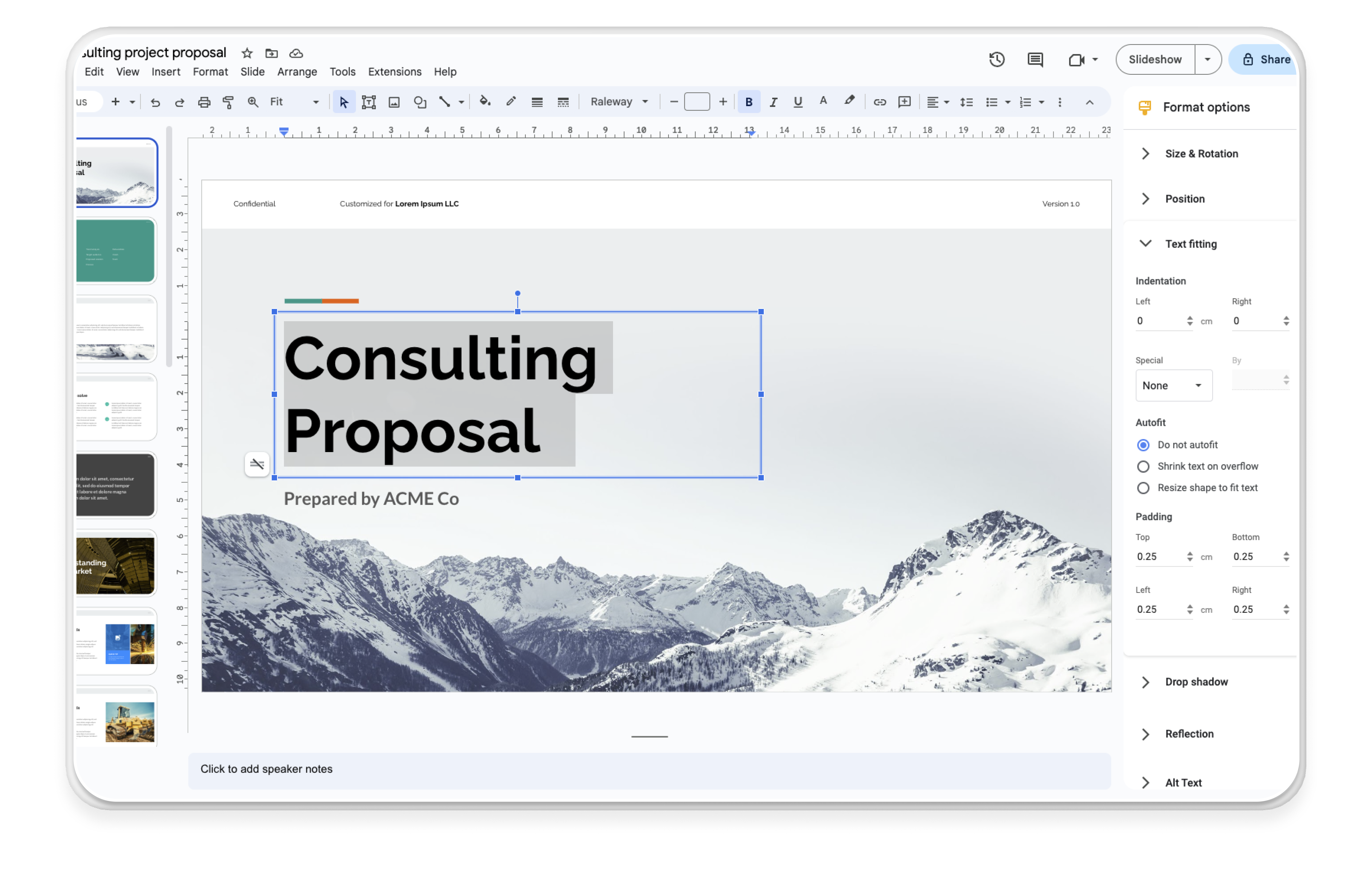 Google slides presentation example