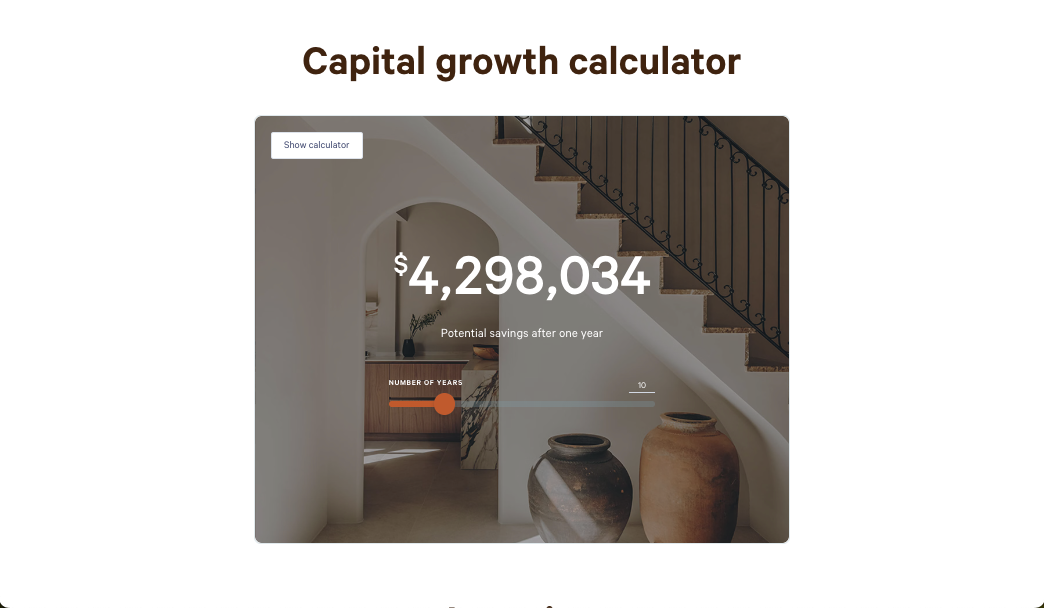 the capital growth calculator shows potential savings after one year