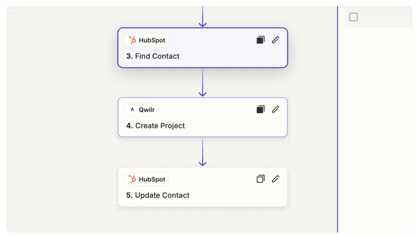 a flow chart showing how to find contact , create project , and update contact .