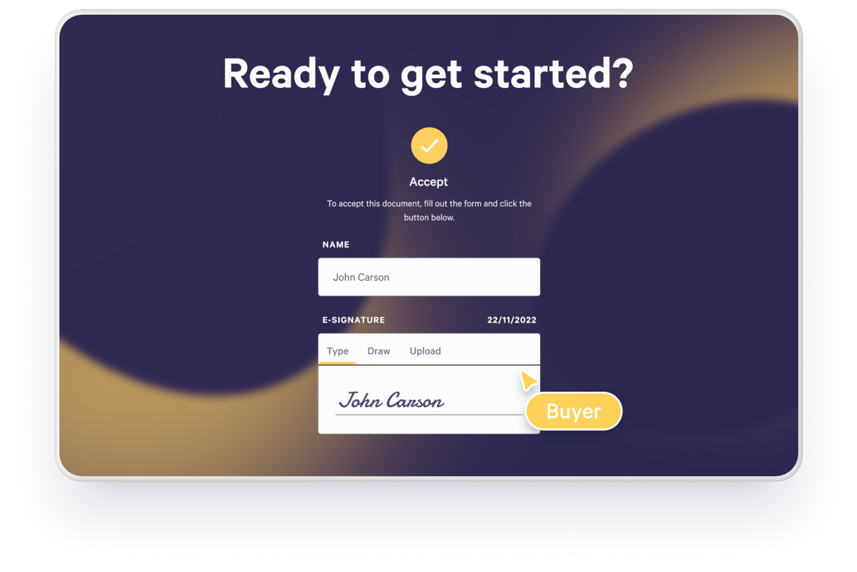 Accelerate deals by collecting legally-compliant e-signatures right from your Qwilr pages