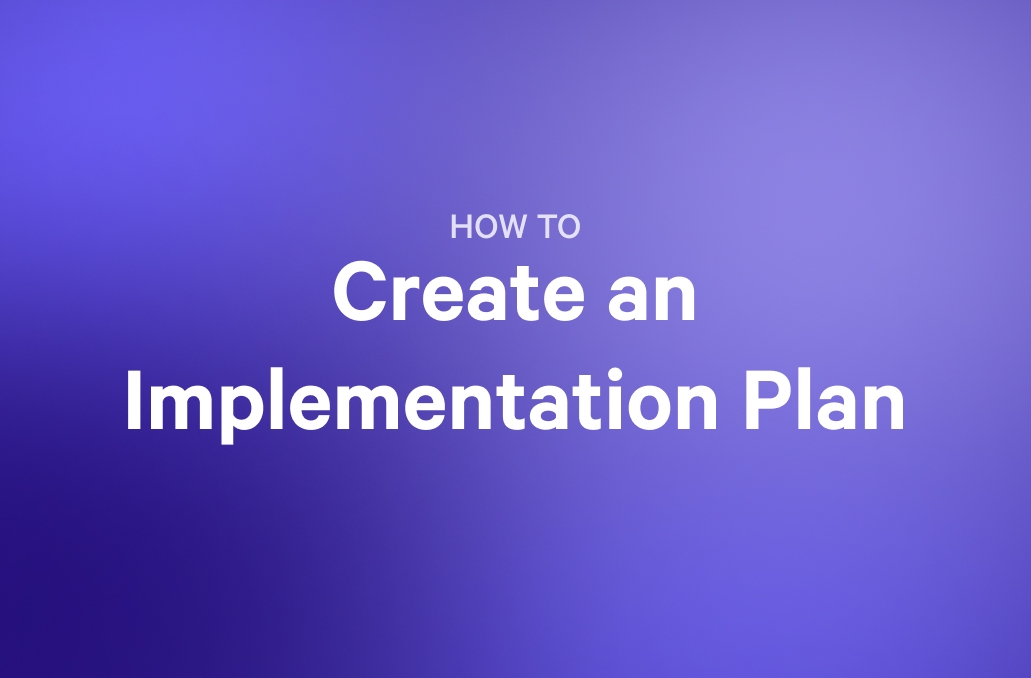 a purple background with the words `` implementation plan template '' on it .