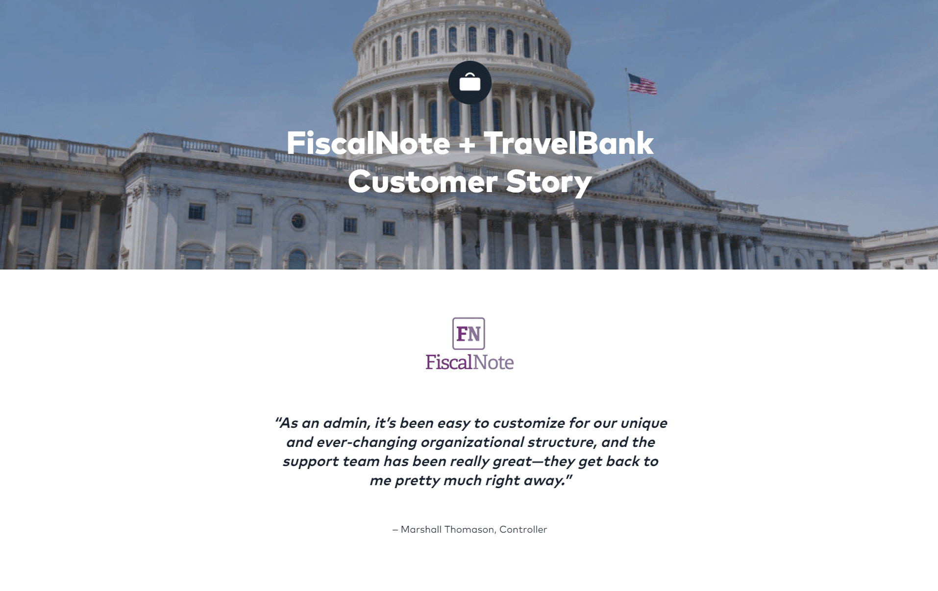 A screenshot of a TravelBank case study created using Qwilr