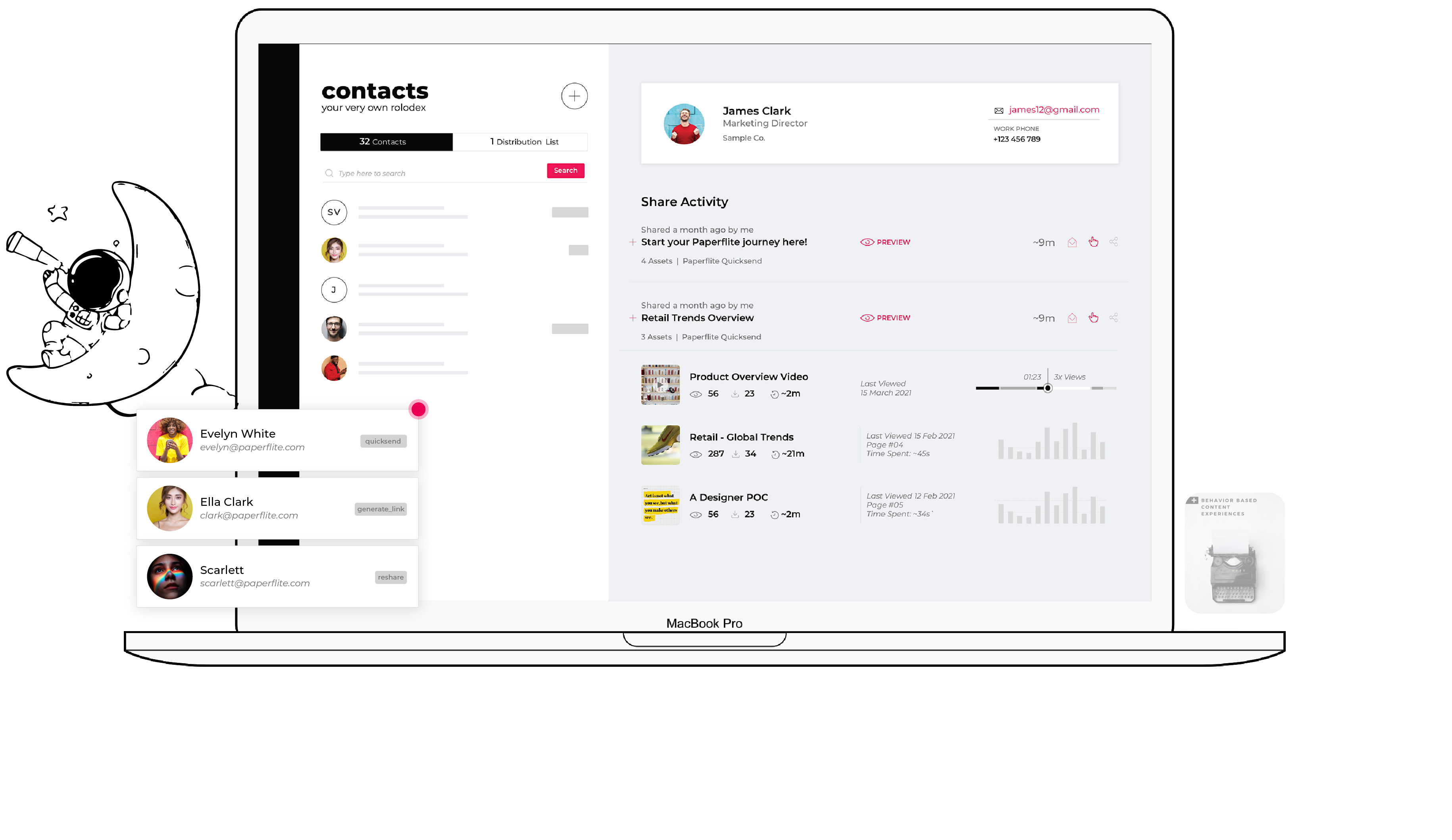 a macbook pro is open to a contacts page