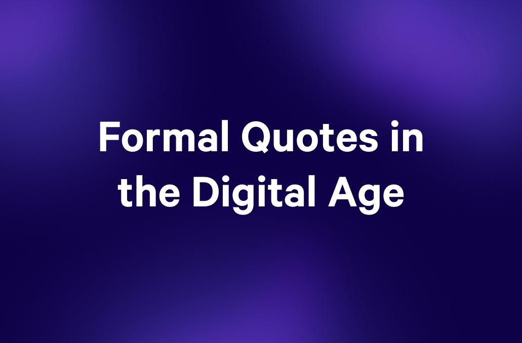 a purple background with the words `` formal quotes in the digital age '' written on it .