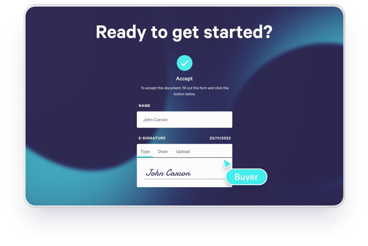Accelerate deals by collecting legally-compliant e-signatures right from your Qwilr pages