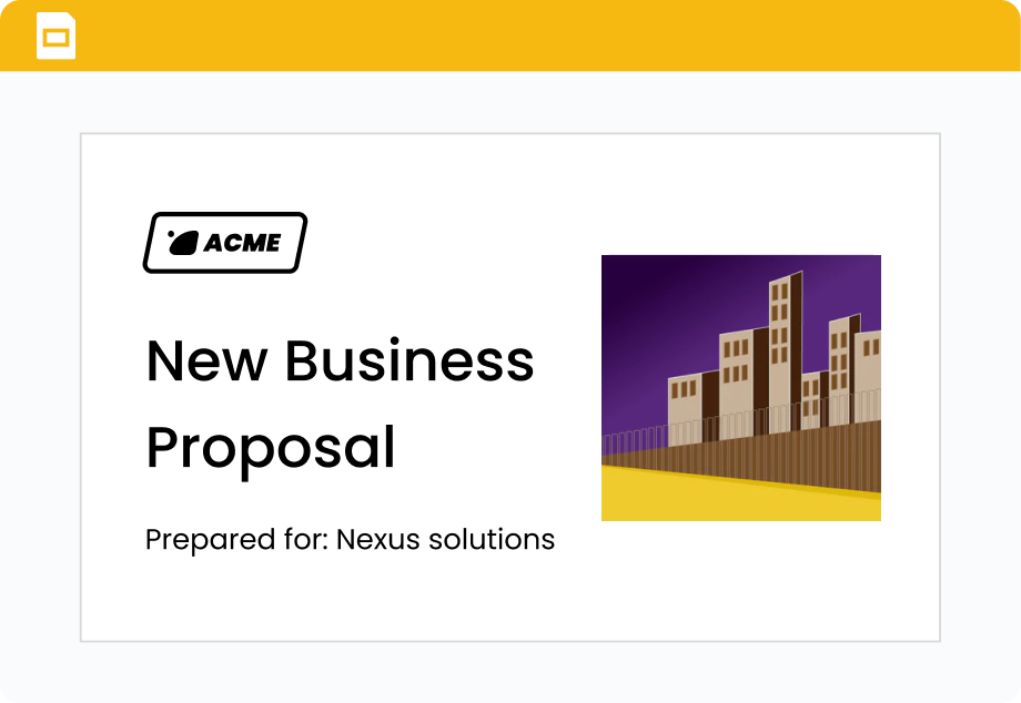 a business proposal made using Google Slides