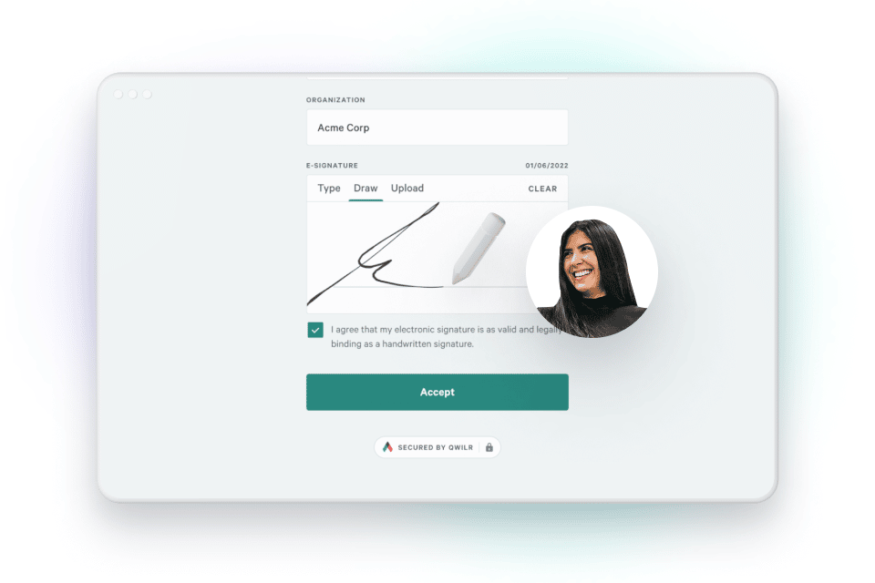 Qwilr's e-signature interface