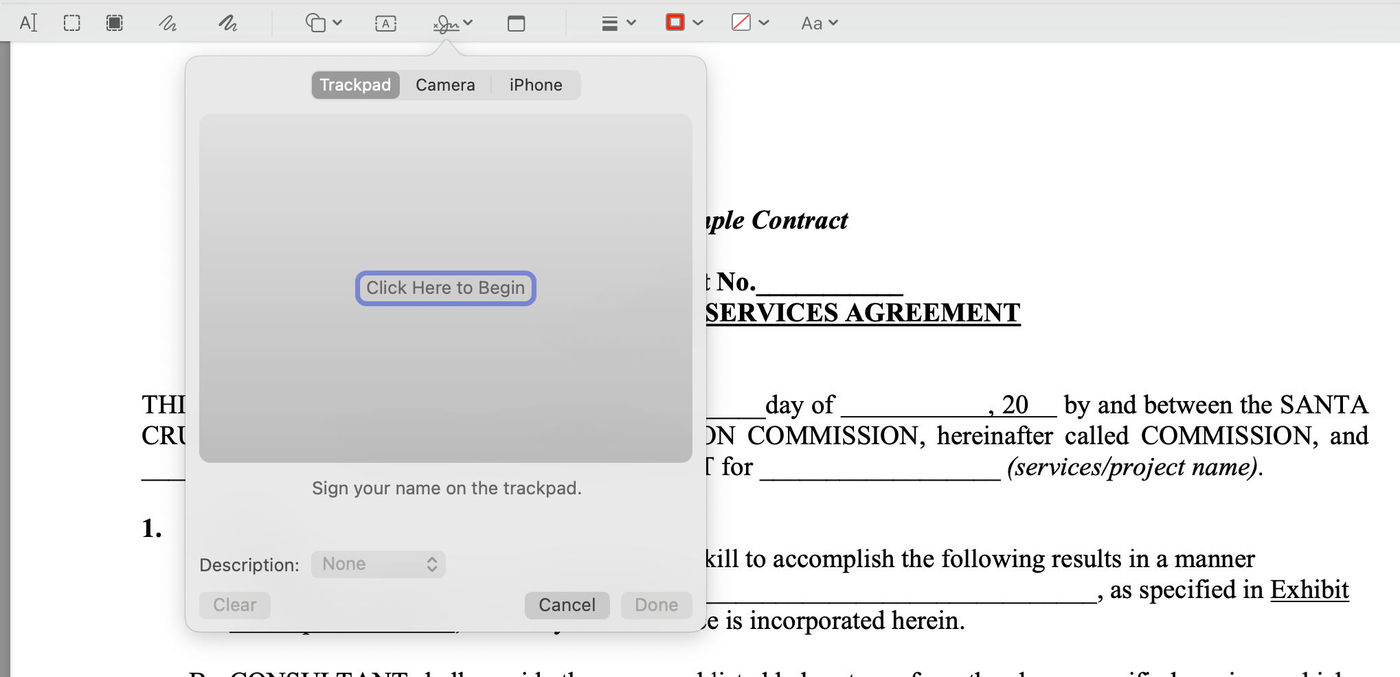 a screenshot of a pdf document that says services agreement