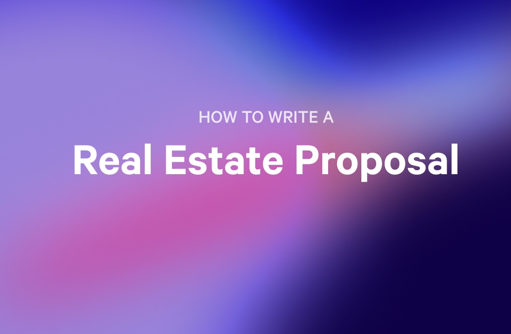 how to write a real estate proposal on a purple and blue background