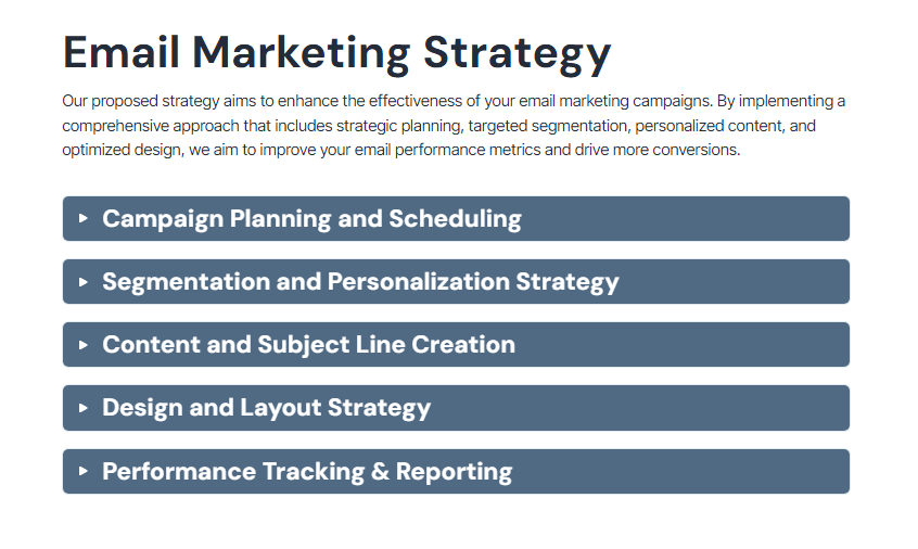 a page that says email marketing strategy on it