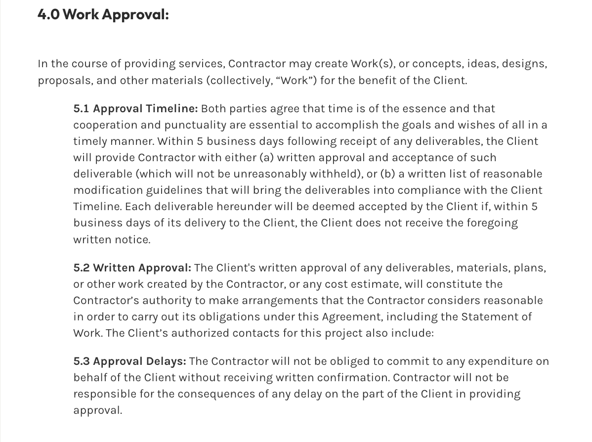 a page of text that says 4.0 work approval
