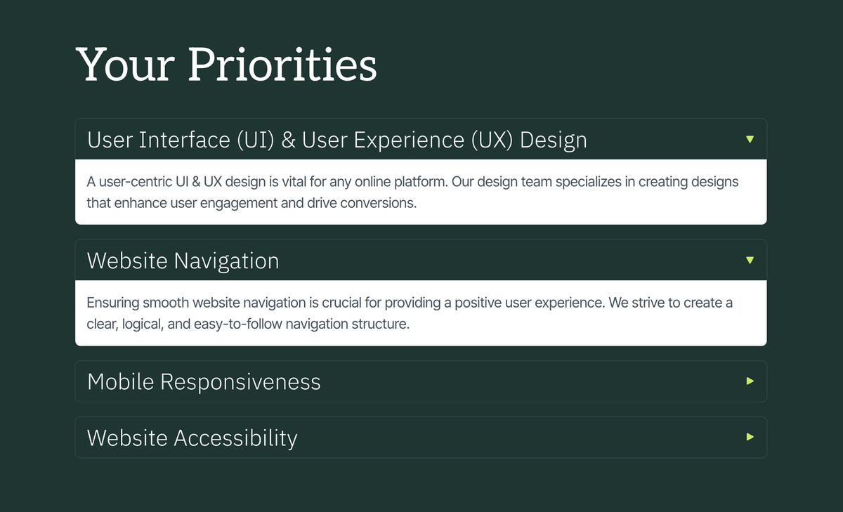 a proposal slide titled 'your priorities'