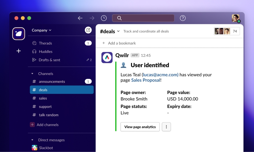 a screenshot of a slack conversation with a user identified .
