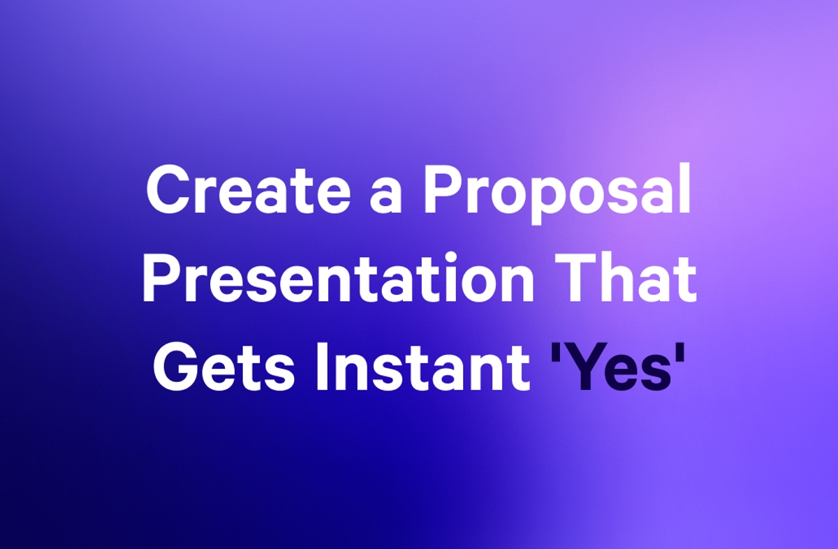 a purple background with the words create a proposal presentation that gets instant yes