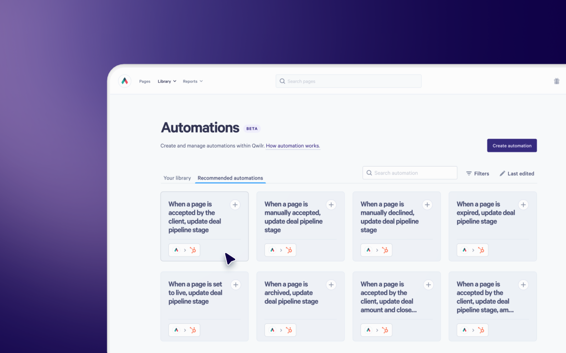 HubSpot automations beta user interface