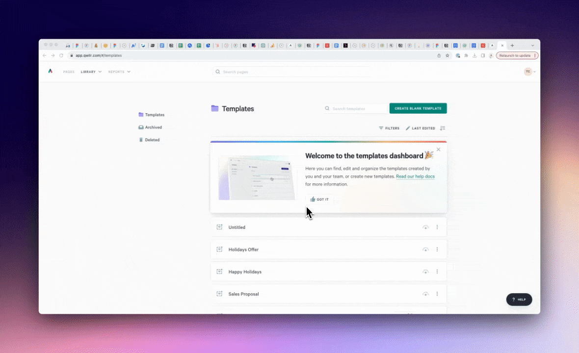 Filtering templates by CRM and the type of content they contain