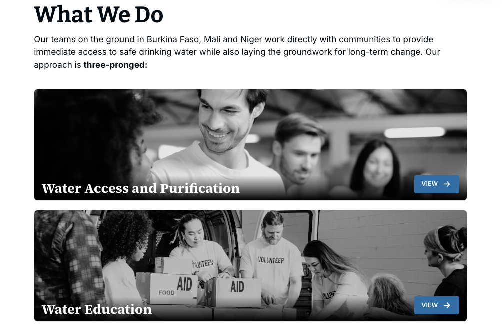 a web page that says what we do on it