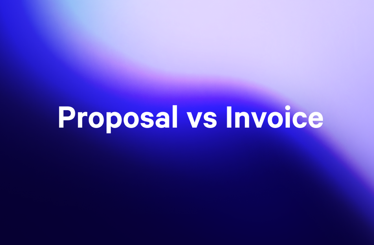 a blue background with the words proposal vs invoice on it