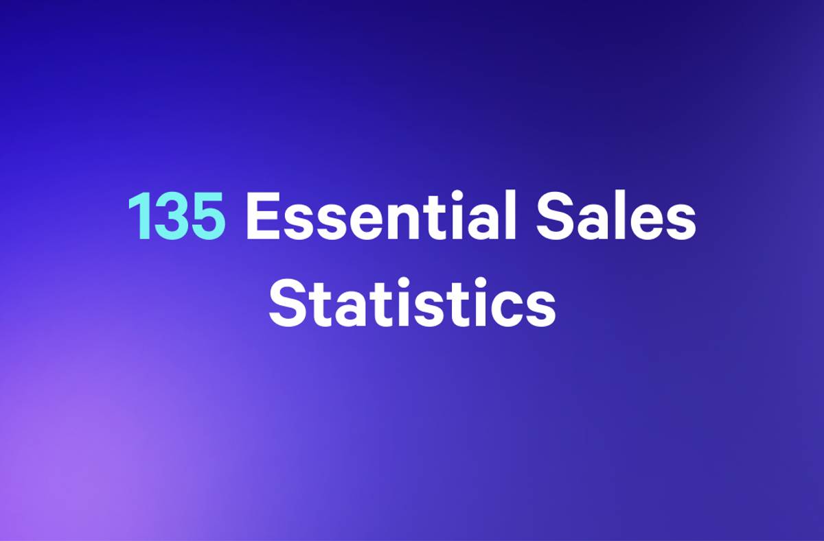 135 essential sales statistics is written on a purple background .