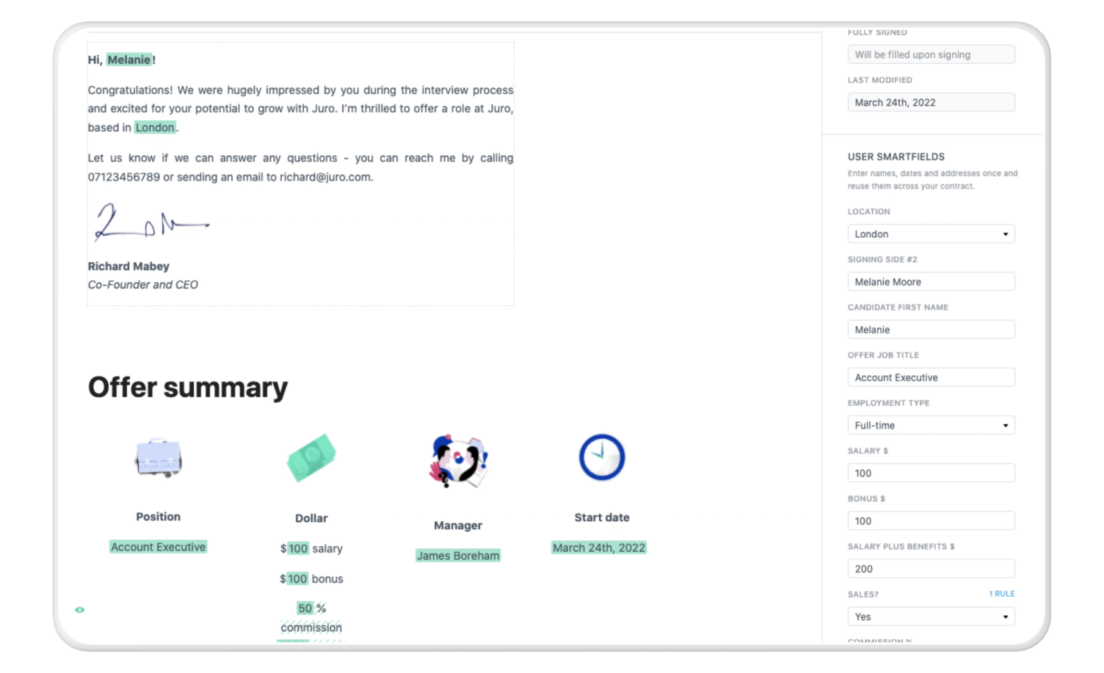 Juro's interface