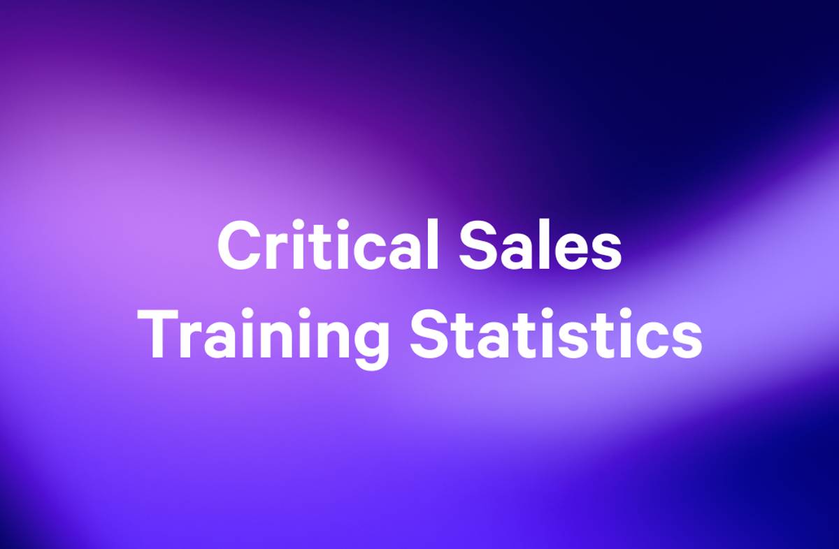 a purple background with the words `` critical sales training statistics '' written on it .