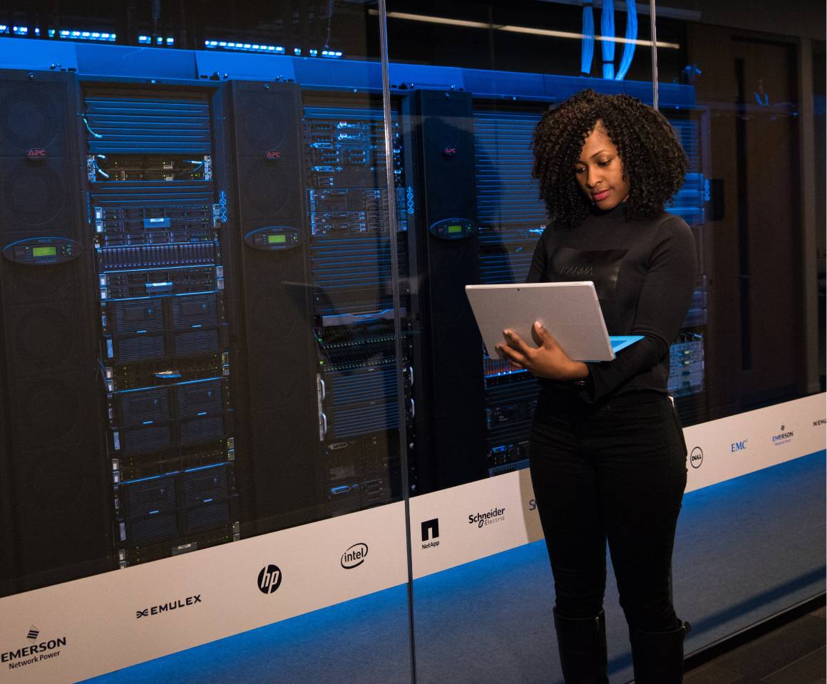 A woman using a laptop