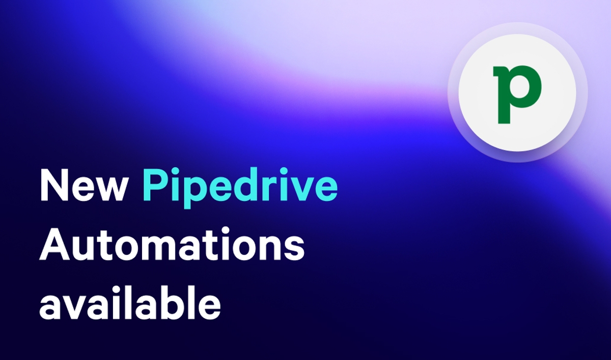 a blue and purple background with the words `` new pipedrive automations available '' .