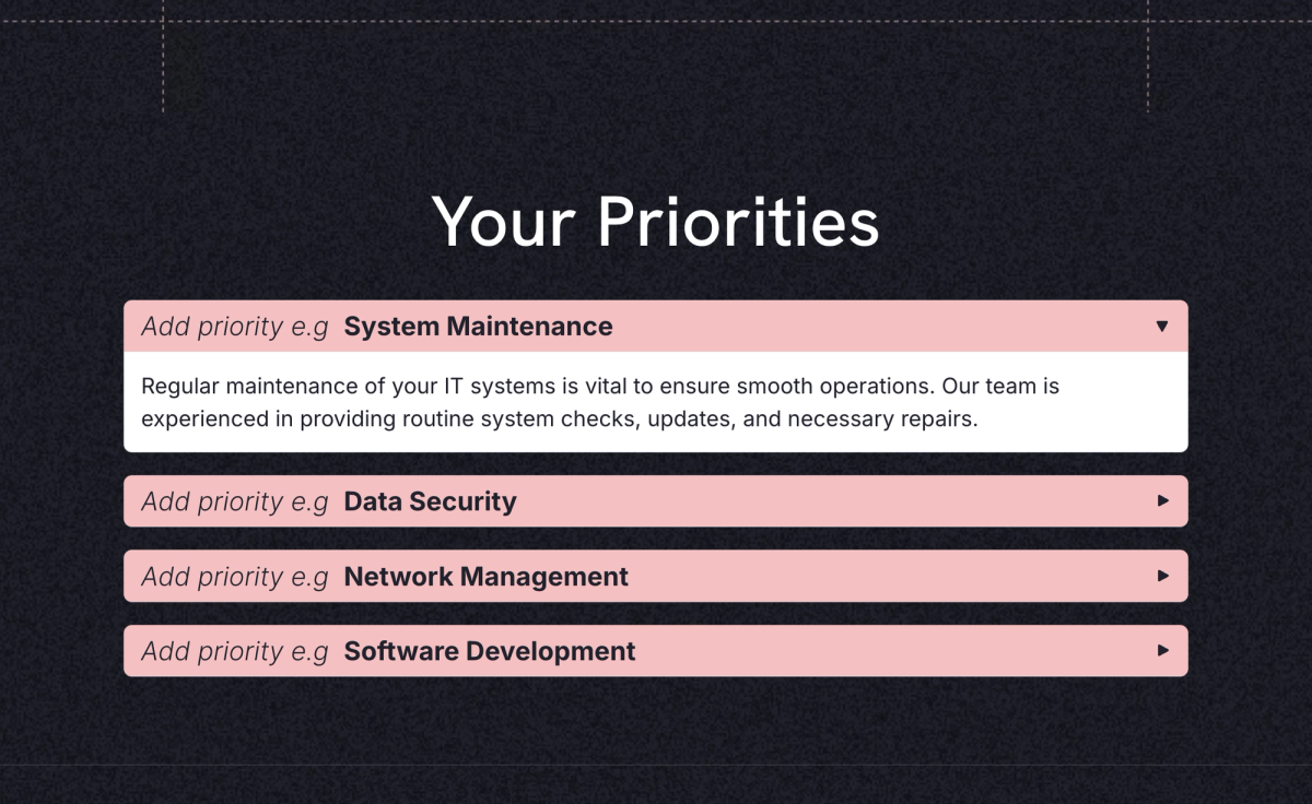 a page that says your priorities on it