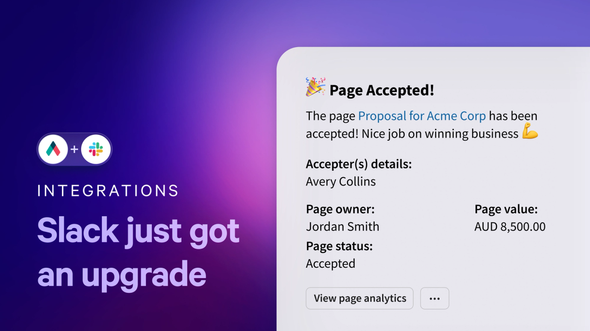 an advertisement for slack that says page accepted