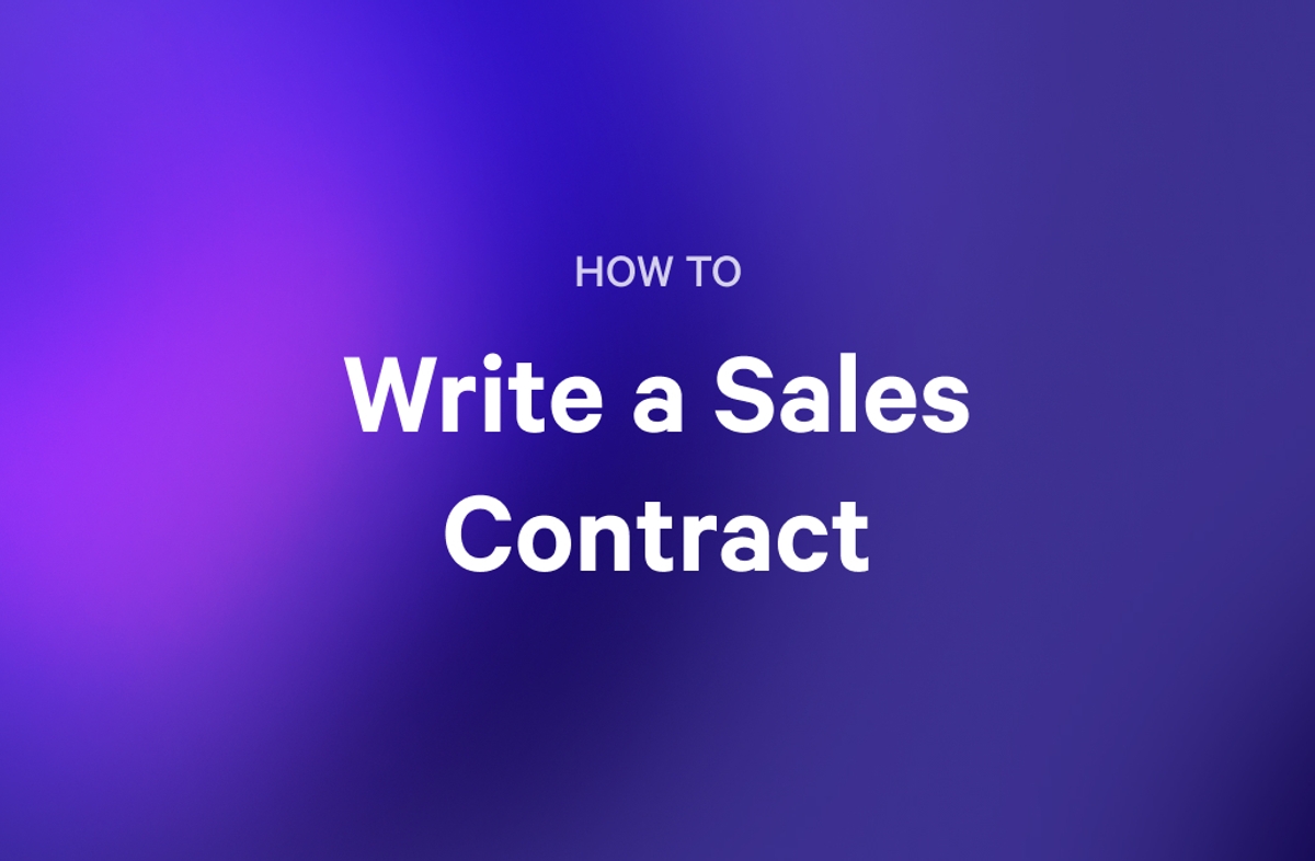 a purple background with the words `` how to write a sales contract ''