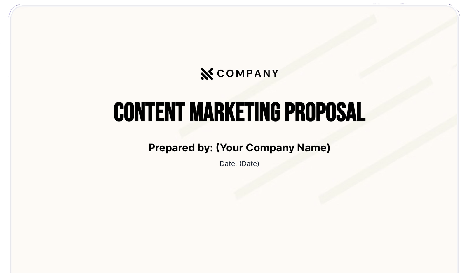 a content marketing proposal is prepared by your company name