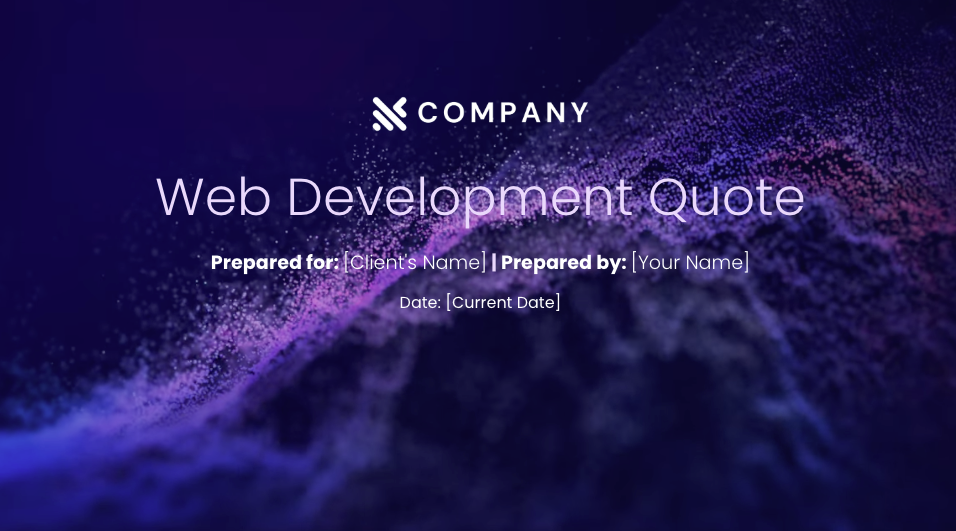 Front cover of a web development quote proposal