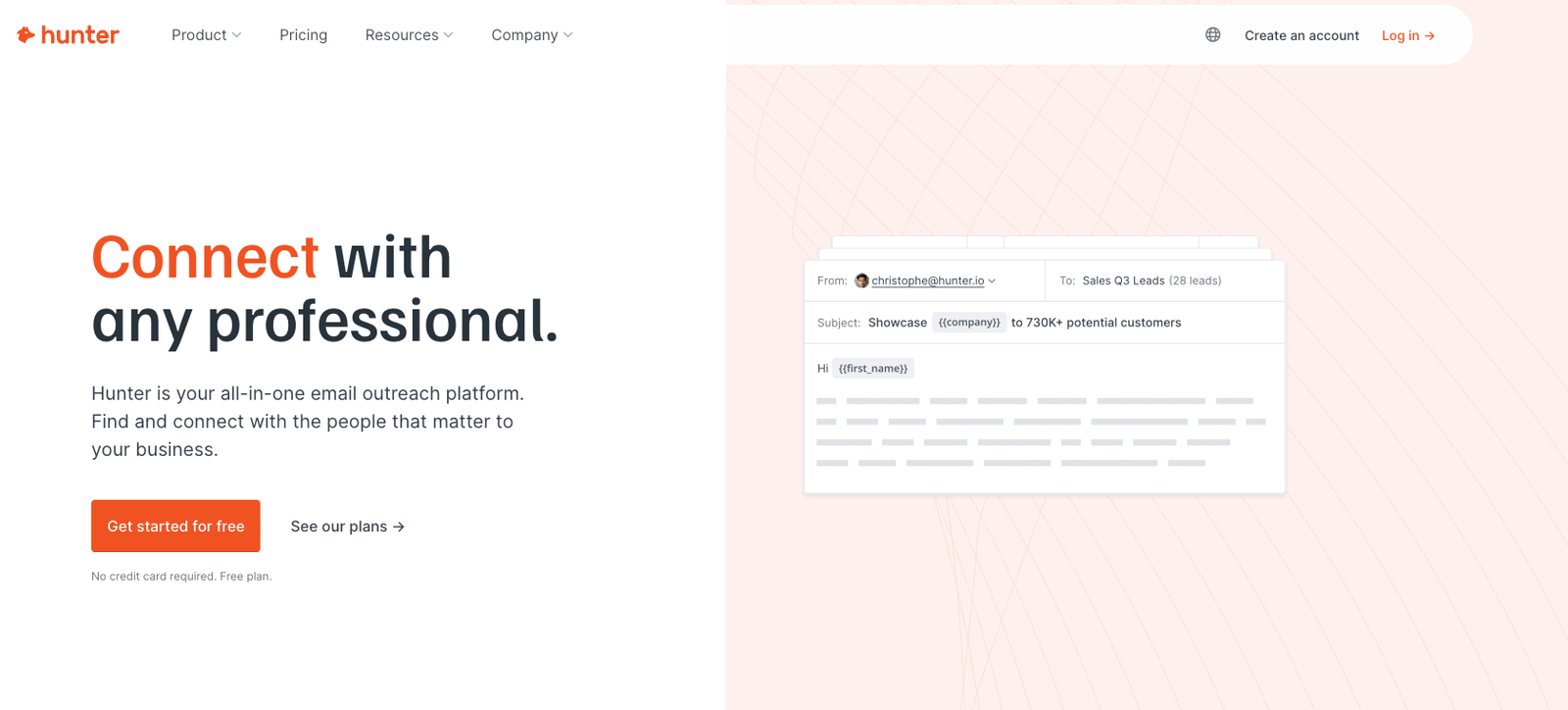 Hunter.io homepage