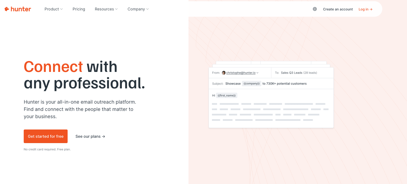 Hunter.io homepage