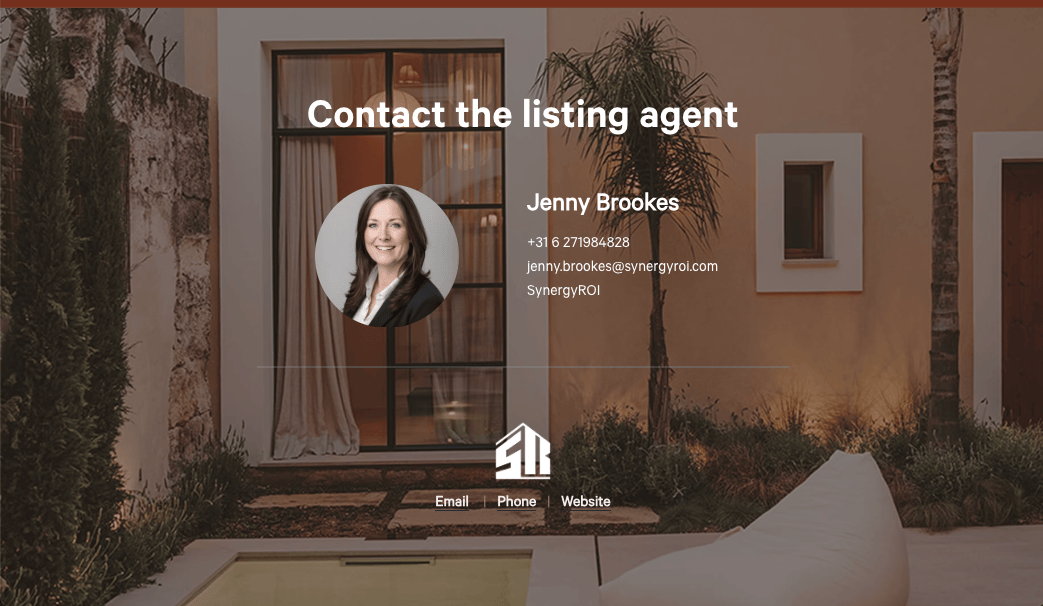 a contact page for a real estate agent with a picture of a woman in a circle .