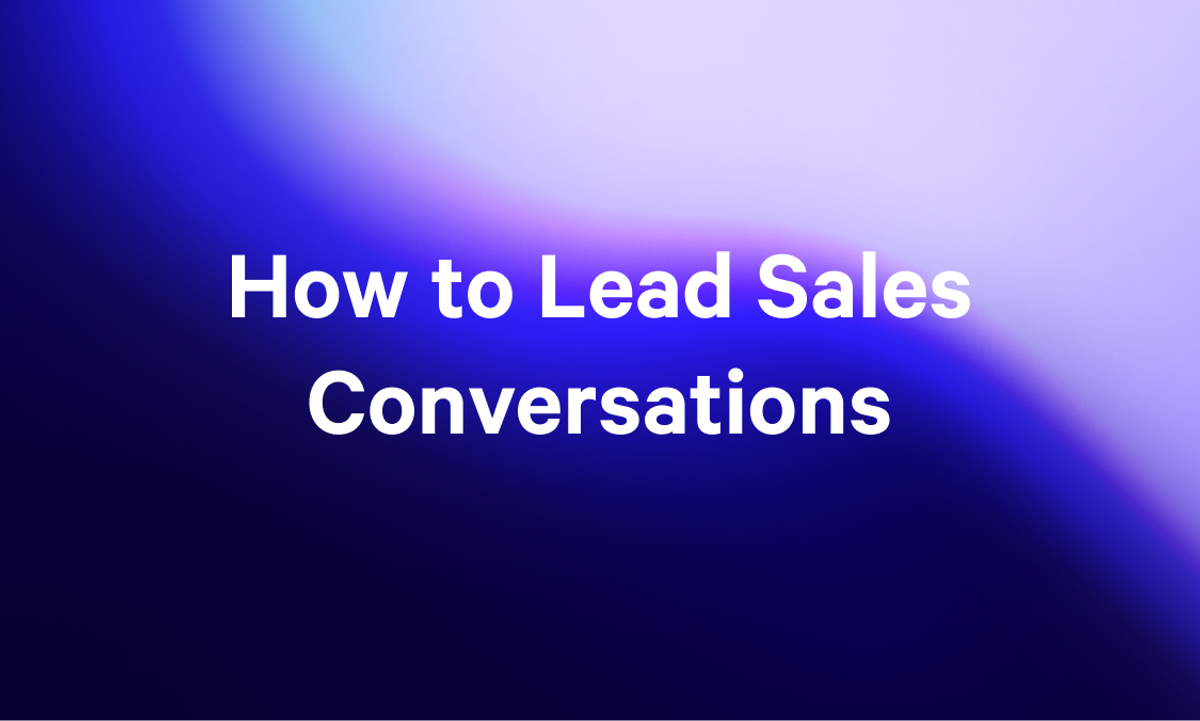 Text on a gradient blue-purple background reads: "How to Lead Sales Conversations."