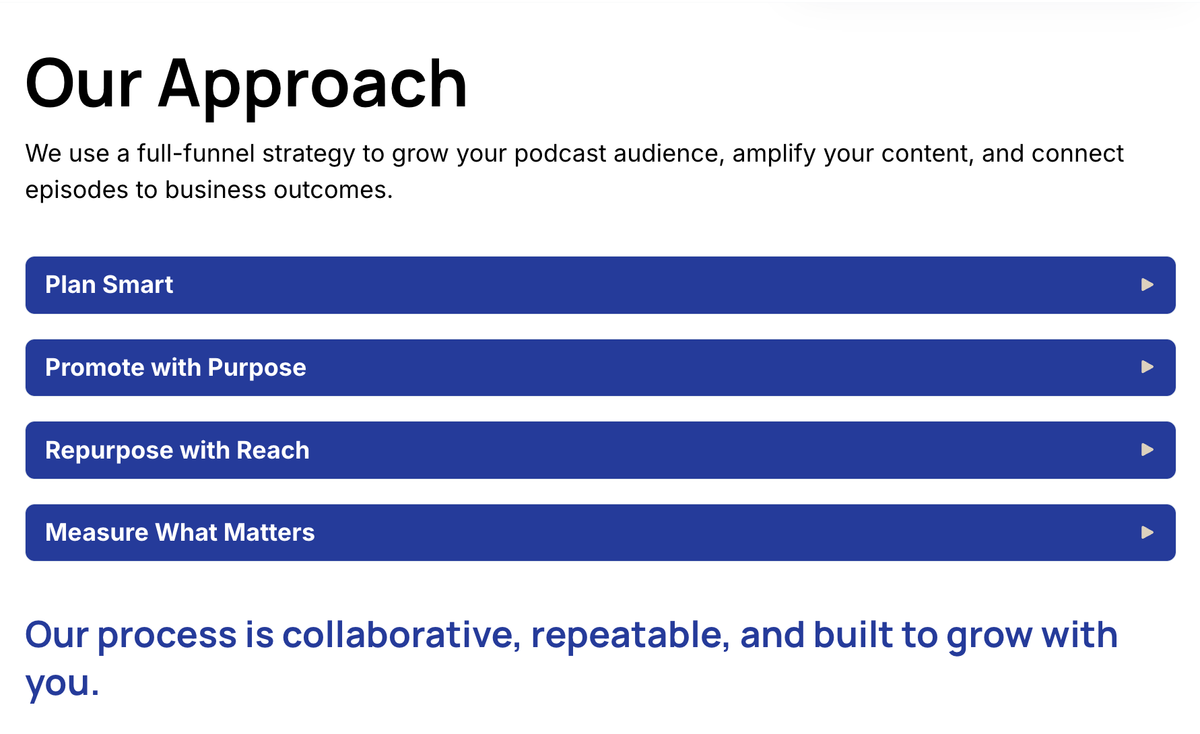 a page that says our approach on it