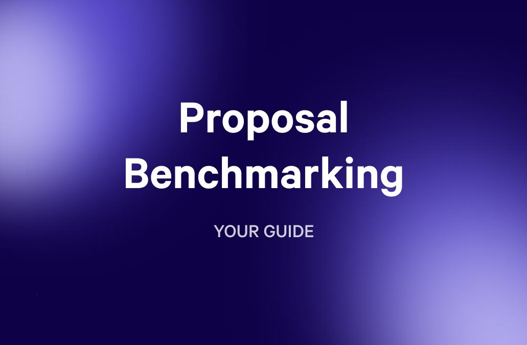 a purple background with the words `` proposal benchmarking your guide '' written on it .