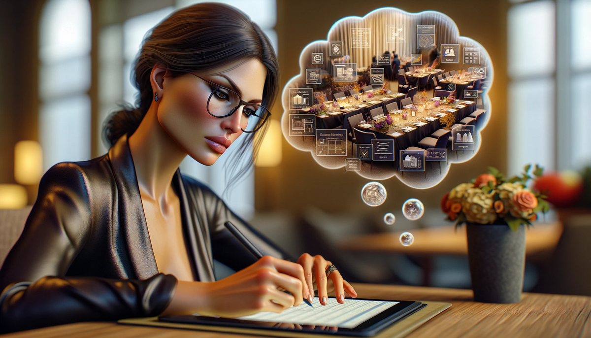 Woman writing and thinking