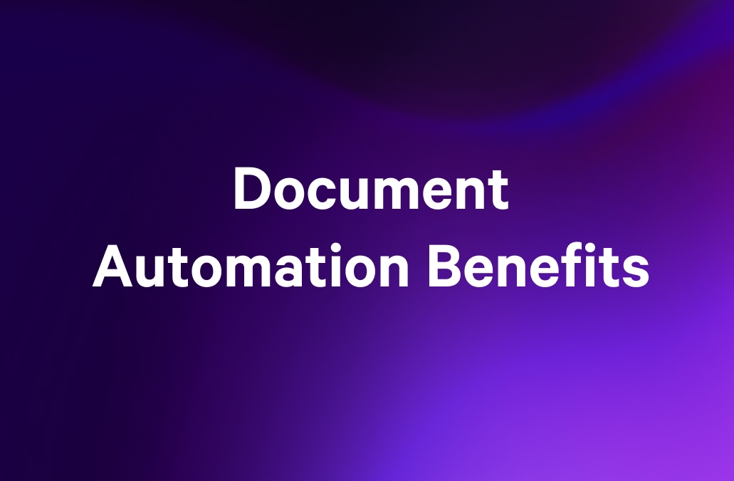 a purple background with the words 'document automation benefits'