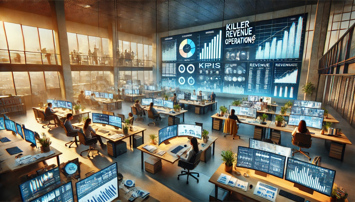 a large room filled with people sitting at desks in front of computer monitors .